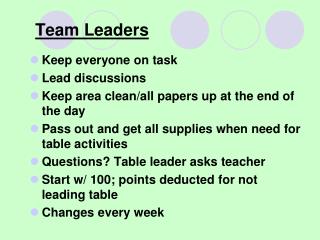 Team Leaders