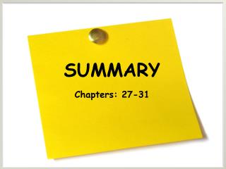 SUMMARY Chapters : 27-31