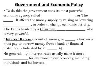 Government and Economic Policy