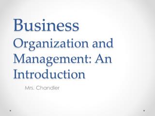 Business Organization and Management: An Introduction