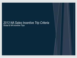 2013 NA Sales Incentive Trip Criteria Global &amp; NA Incentive Trips