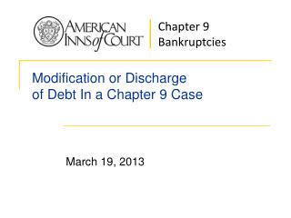 Modification or Discharge of Debt In a Chapter 9 Case