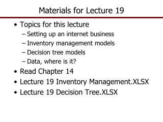 Materials for Lecture 19