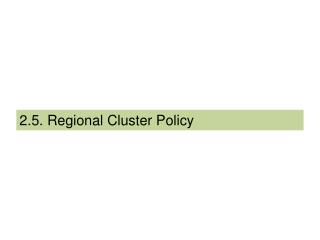 2.5. Regional Cluster Policy