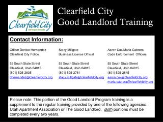 Clearfield City Good Landlord Training