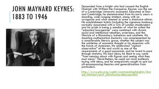 John Maynard Keynes: 1883 to 1946