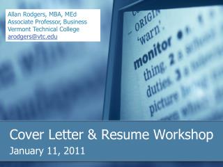 Cover Letter &amp; Resume Workshop