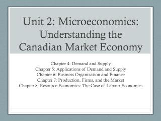 Unit 2: Microeconomics: Understanding the Canadian Market Economy