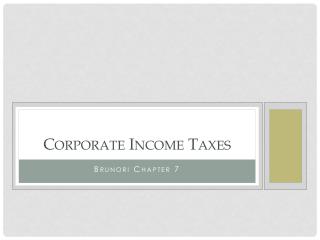 Corporate Income Taxes