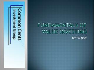 fundamentals of Value Investing