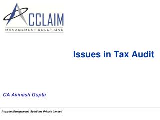 Issues in Tax Audit