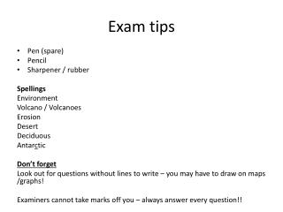 Exam tips