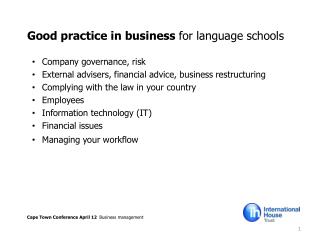Good practice in business for language schools