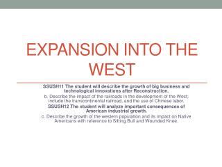 Expansion into the West