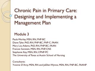 Chronic Pain in Primary Care: Designing and Implementing a Management Plan Module 3