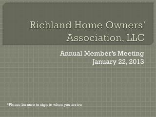 Richland Home Owners’ Association, LLC