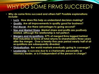 Why do some firms succeed?