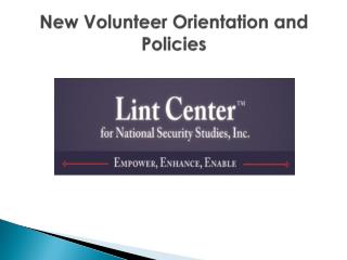 New Volunteer Orientation and Policies