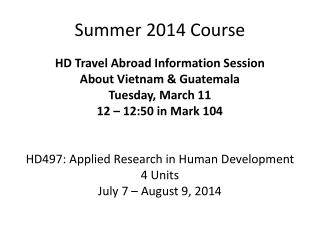Summer 2014 Course