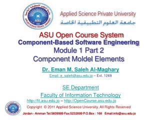 Component-Based Software Engineering Module 1 Part 2 Component Moldel Elements