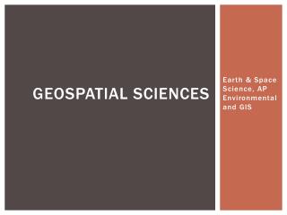 GeoSpatial Sciences