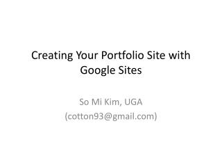 Creating Your Portfolio Site with Google Sites