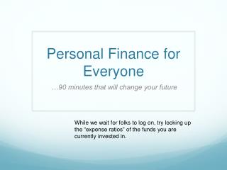 Personal Finance for Everyone