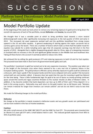 Model Portfolio Update