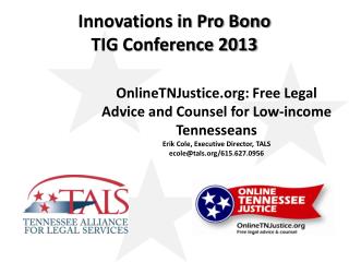 Innovations in Pro Bono TIG Conference 2013