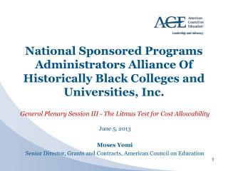 National Sponsored Programs Administrators Alliance Of Historically Black Colleges and Universities, Inc.