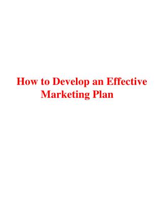 How to Develop an Effective Marketing Plan