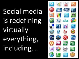 Social media is redefining virtually everything, including… (but not limited to)