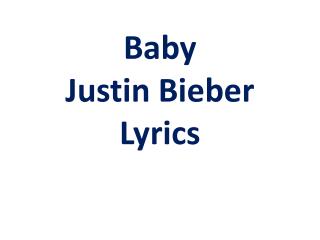 Baby Justin Bieber Lyrics