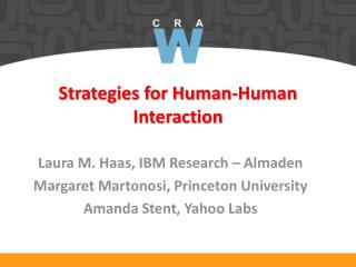 Strategies for Human-Human Interaction