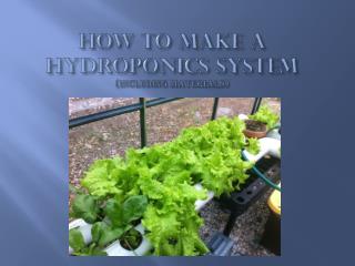How to make a hydroponics system (including materials)