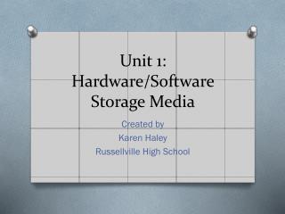 Unit 1: Hardware/Software Storage Media