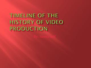 TIMELINE OF THE HISTORY OF VIDEO PRODUCTION