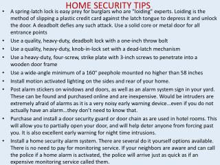 HOME SECURITY TIPS