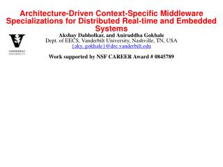 Architecture-Driven Context-Specific Middleware Specializations for Distributed Real-time and Embedded Systems Akshay Da