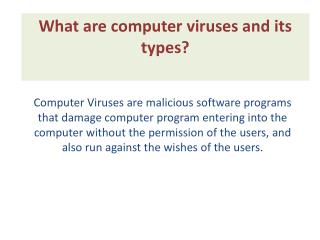 What are computer viruses and its types?