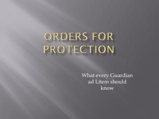 Orders for Protection
