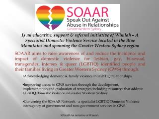 Lesbian Domestic Violence Greater Western Sydney A Presentation by the SOAAR Network