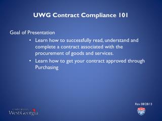 UWG Contract Compliance 101