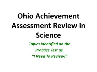 Ohio Achievement Assessment Review in Science