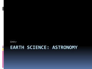Earth Science: Astronomy