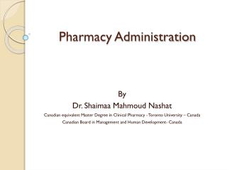 Pharmacy Administration