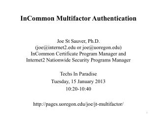 InCommon Multifactor Authentication
