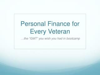 Personal Finance for Every Veteran