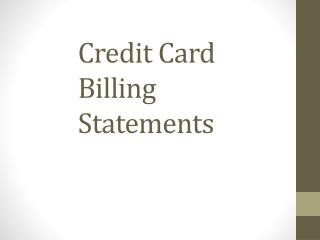 Credit Card Billing Statements