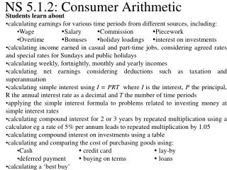 NS 5.1.2: Consumer Arithmetic